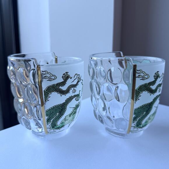 SELETTI Set Of 4 Glasses Hybrid Design Ctrlzak Chinese Dragon Green Aglaura - Picture 2 of 12